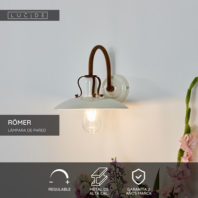 Lucide RÖMER - Lámpara de pared - 1xE27 - Beige